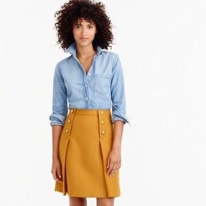 J. CREW Sailor Skirt In Double Serge Wool Tobacco Mustard Yellow